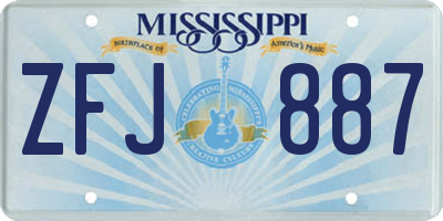 MS license plate ZFJ887