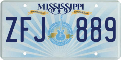 MS license plate ZFJ889