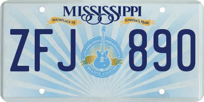 MS license plate ZFJ890