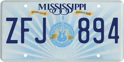 MS license plate ZFJ894