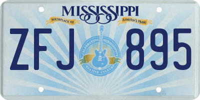 MS license plate ZFJ895