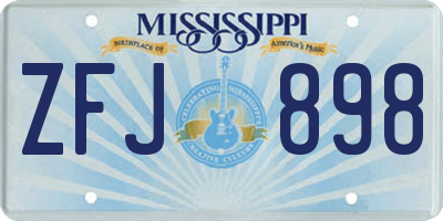 MS license plate ZFJ898