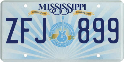 MS license plate ZFJ899