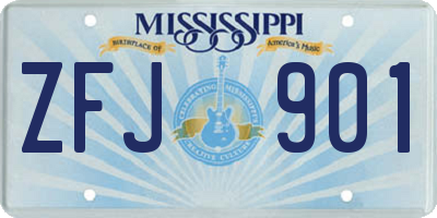 MS license plate ZFJ901