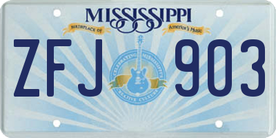 MS license plate ZFJ903