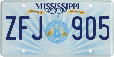 MS license plate ZFJ905