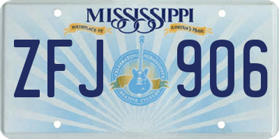 MS license plate ZFJ906