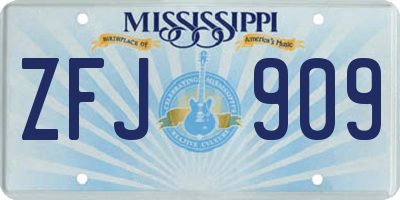 MS license plate ZFJ909