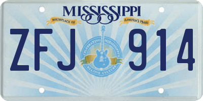MS license plate ZFJ914
