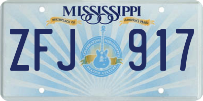 MS license plate ZFJ917
