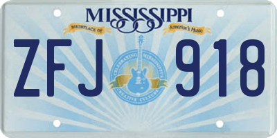 MS license plate ZFJ918