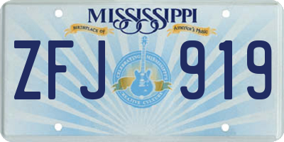MS license plate ZFJ919