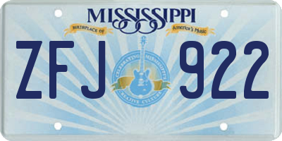 MS license plate ZFJ922
