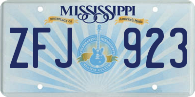 MS license plate ZFJ923