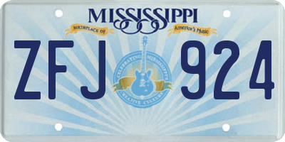 MS license plate ZFJ924