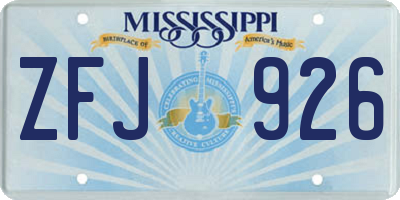 MS license plate ZFJ926