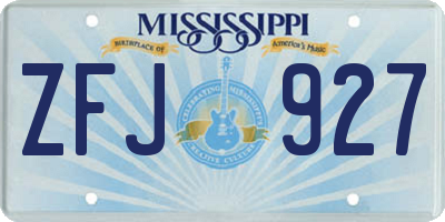 MS license plate ZFJ927