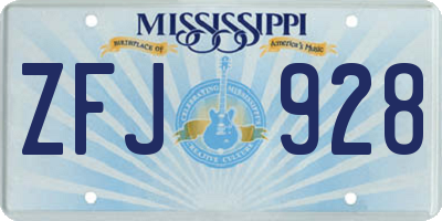 MS license plate ZFJ928