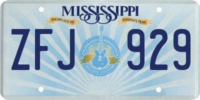 MS license plate ZFJ929