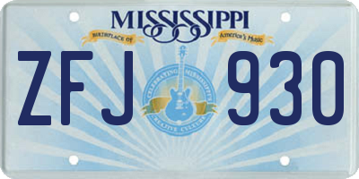 MS license plate ZFJ930