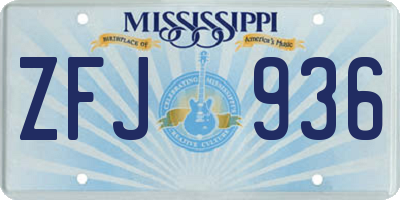 MS license plate ZFJ936