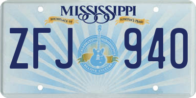 MS license plate ZFJ940