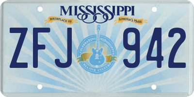 MS license plate ZFJ942