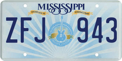 MS license plate ZFJ943