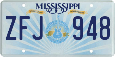 MS license plate ZFJ948
