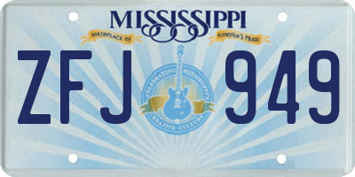 MS license plate ZFJ949