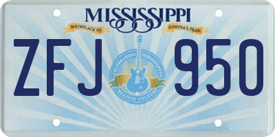 MS license plate ZFJ950
