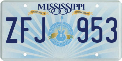 MS license plate ZFJ953