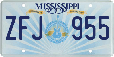MS license plate ZFJ955