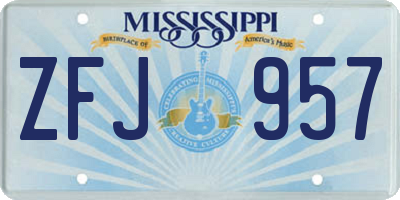 MS license plate ZFJ957