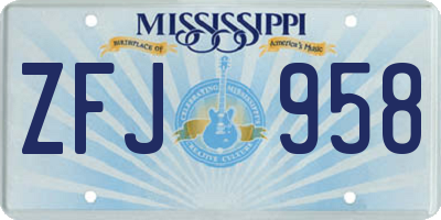 MS license plate ZFJ958