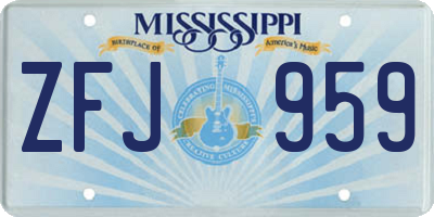 MS license plate ZFJ959