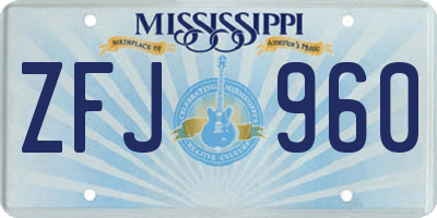 MS license plate ZFJ960