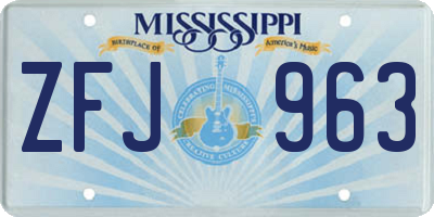 MS license plate ZFJ963