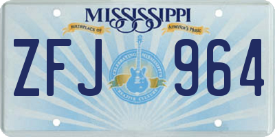 MS license plate ZFJ964