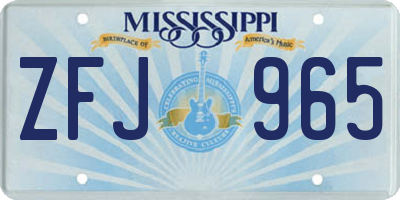 MS license plate ZFJ965