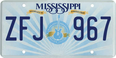 MS license plate ZFJ967