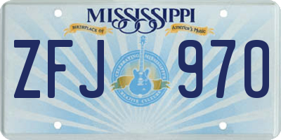 MS license plate ZFJ970
