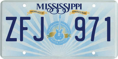 MS license plate ZFJ971