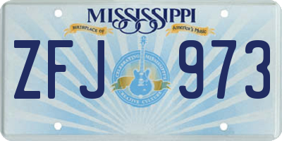 MS license plate ZFJ973
