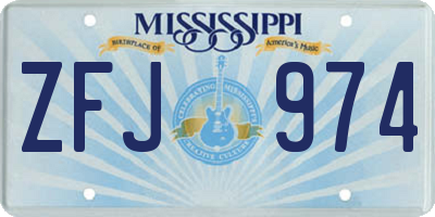 MS license plate ZFJ974