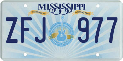 MS license plate ZFJ977