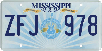 MS license plate ZFJ978