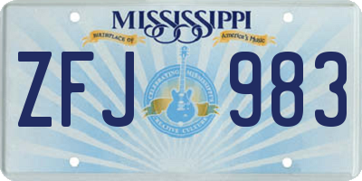 MS license plate ZFJ983