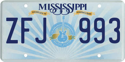 MS license plate ZFJ993