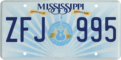 MS license plate ZFJ995